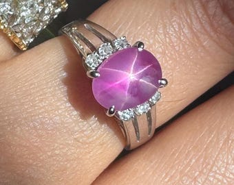 Vintage natural star ruby 18k gold ring size 6.75