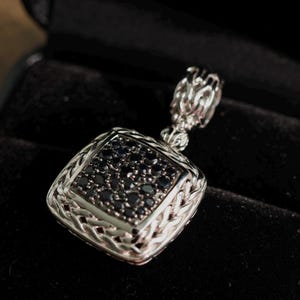 pre-owned John Hardy Carved Chain Pendant, Sterling Silver, Pavé