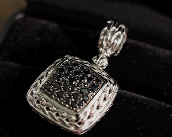 pre-owned John Hardy Carved Chain Pendant, Sterling Silver, Pavé