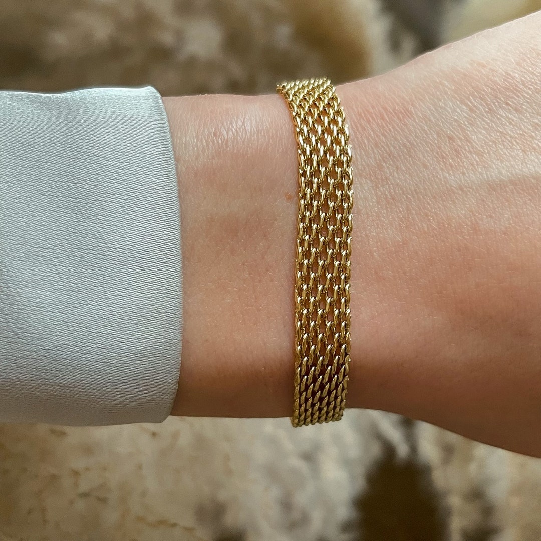 Bracelet à maillons en acier inoxydable avec caoutchouc rouge