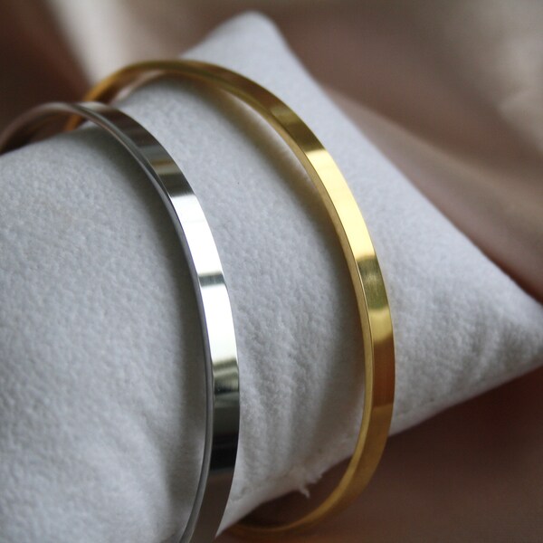 Simple bangle braclet - Stainless steel bracelet - open cuff bangle - waterproof anti-tarnish jewelry - Christmas gift - Silver and Gold