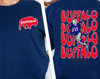 Buffalo Football from and back Comfort Colors T-Shirt, buffalo Long Sleeve tee, buffalo Youth Tee, Retro Style, Game Day Gift buffalo Fans