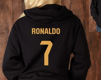 CR7 Cristiano Ronaldo 7 Camiseta Sudadera con capucha unisex con diseño frontal y trasero, Regalos de cumpleaños y Navidad para jóvenes Ronaldo CR7Hoodie CR7, MR1