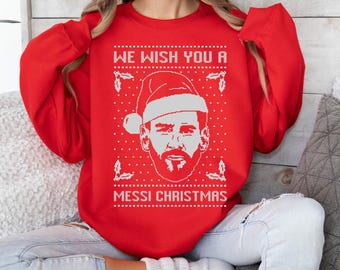 Suéter navideño de Messi: sudadera divertida del fútbol argentino