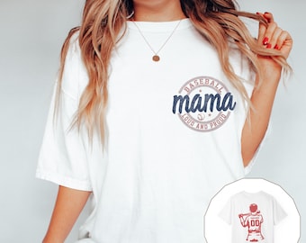 Custom Baseball mom Shirt Personalized Name Number Tee Ballpark Mama Shirt Comfort Colors 1717 Baseball Shirt Gift for Grandma, aunt, daddy