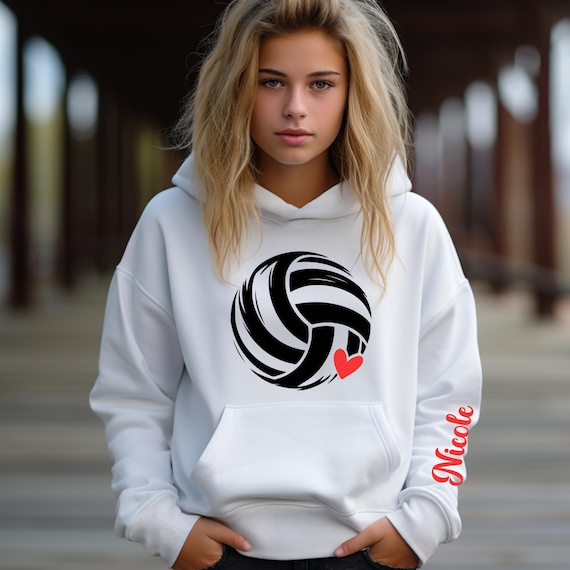 Personalized Volleyball Hoodie with name, designs with heart, Game Day Sweatshirt, Christmas Gift