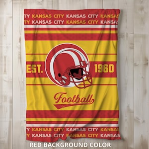 Kansas City Football Blanket, KC Retro Blanket, Kansas Fan Gift Arrow Head Blanket, Chiefs Football Fan Blanket, Chiefs Gift, Gift for Dad