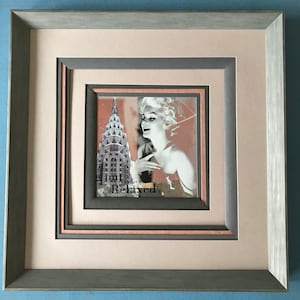 Cadre Marilyn décoratif rose et gris vintage artisanal et unique