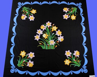 Traditional Hand Applique 40's style floral design QUILT TOP ONLY- Great Swag Border