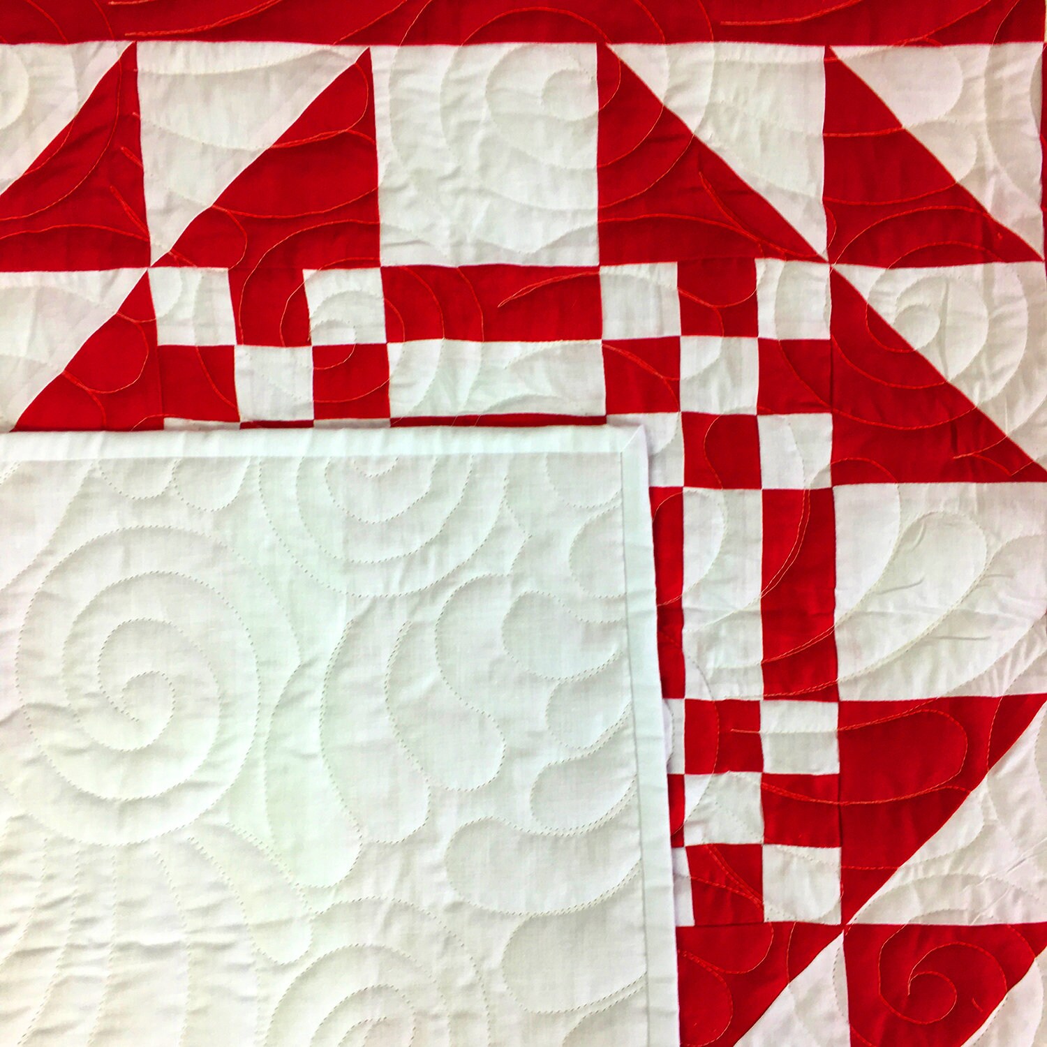 QUILT TOP Traditional Graphic Red & White Young Man's Fancy 