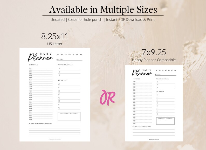 Daily Planner Printable | Minimalist | Modern | 30-minute Slots | Get ...