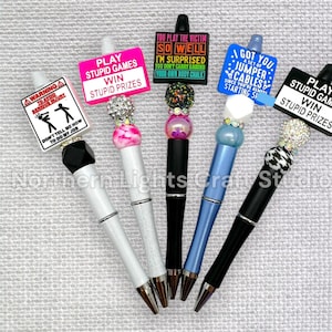 Sarcastic Pens, Play Stupid Games Win Stupid Prizes Silicone Focal Bead Pen, Don&#39;t Tell Me How to Do My Job Pen, Bling Sarcastic Gift