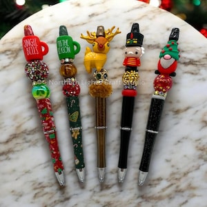 3D Christmas Focal Pens, Coffe Mug Pen, Nutcracker Pen, Santa Gnome Pen, 3D Reindeer Pen
