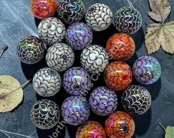Spider Web  UV Printed 16mm Acrylic Bead Mix - 20pc. Mix