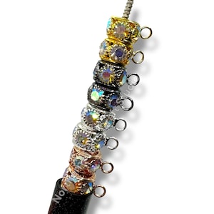 10mm Metal Alloy Spacer Bail Bead with Rhinestones - 10 pc.