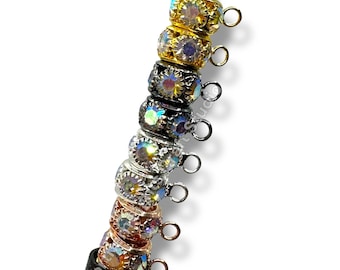10mm Metal Alloy Spacer Bail Bead with Rhinestones - 10 pc.