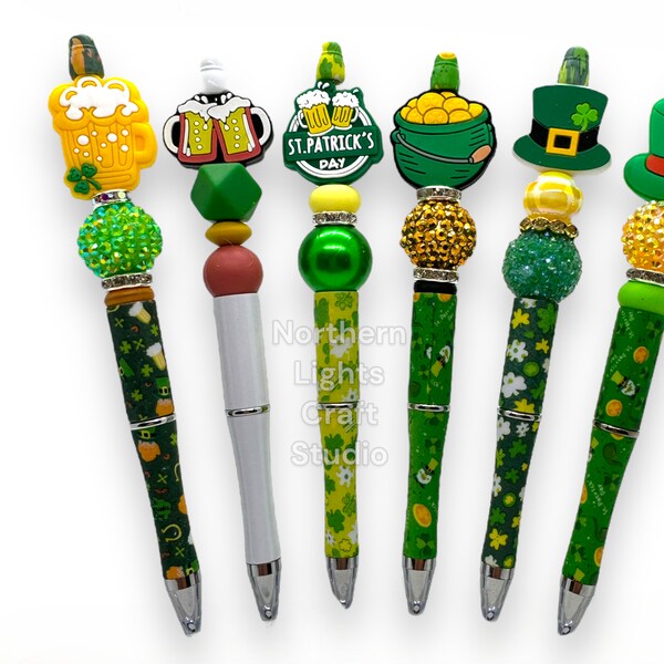 St. Patrick's Day Beaded Pens, Themed Irish Pens, St. Patty's Day Pens
