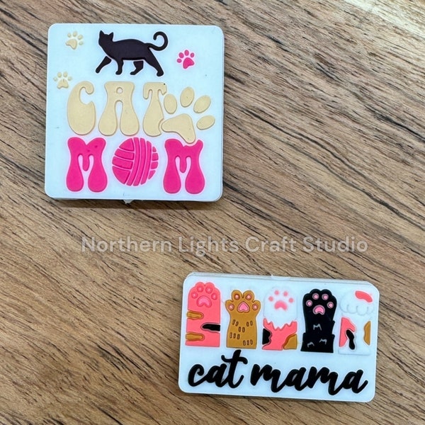 Cat Mom Silicone Focal Bead, Cat Mama Focal Bead