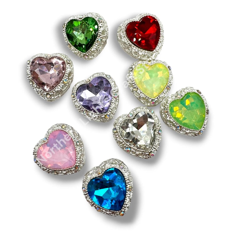Silver Metal Alloy Heart Bead - 1pc. Silver Purple
