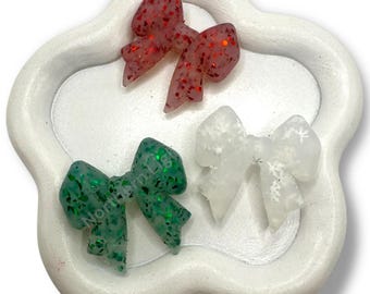 Glitter Bow Silicone Focal Bead