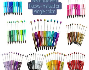 Plastic Beadable Pens Variety or Solid Colors - 10 pc. packs