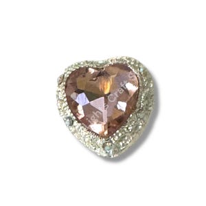 Silver Metal Alloy Heart Bead - 1pc. Pink Silver