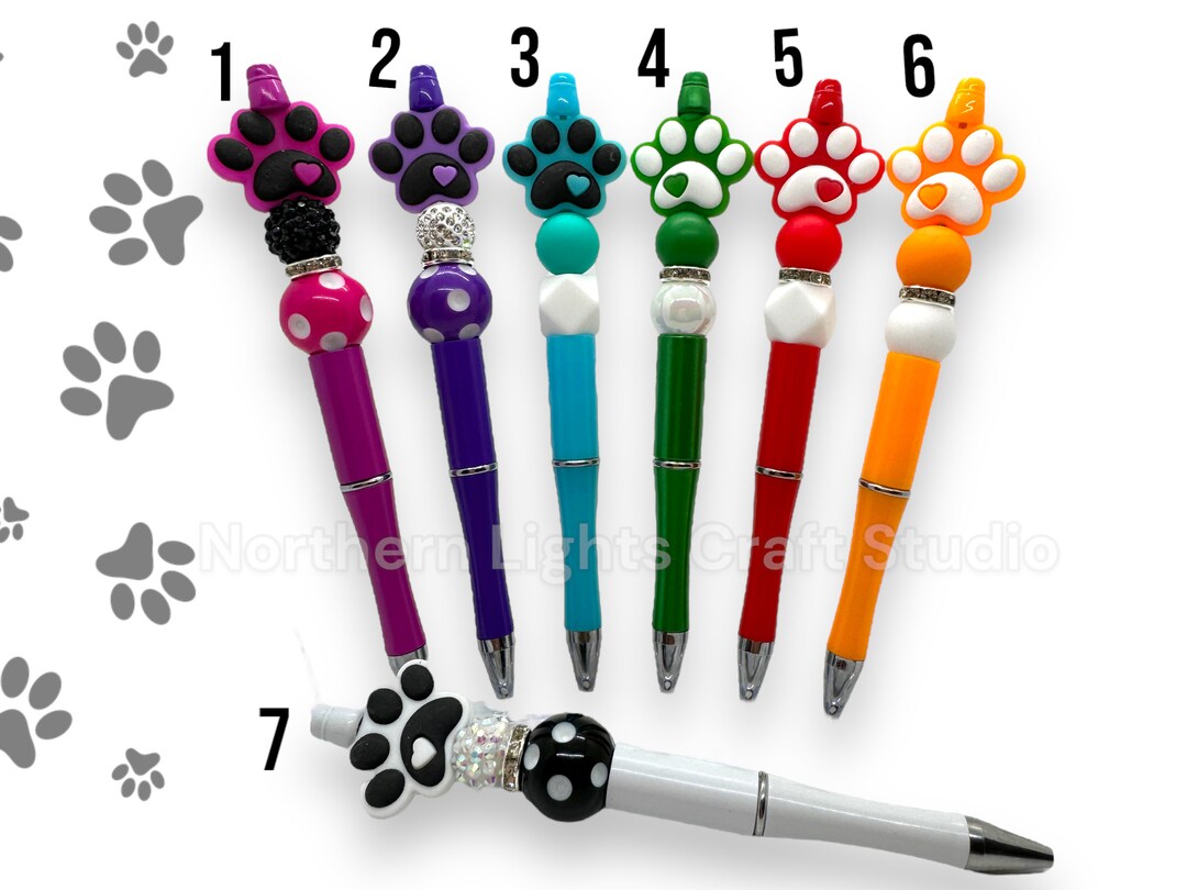 Custom Beaded Paw Print Pen, Paw Print Bead Pen, Pet Owner Gift, Puppy ...