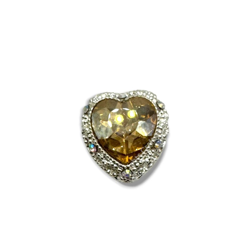 Silver Metal Alloy Heart Bead - 1pc. Silver Champagne