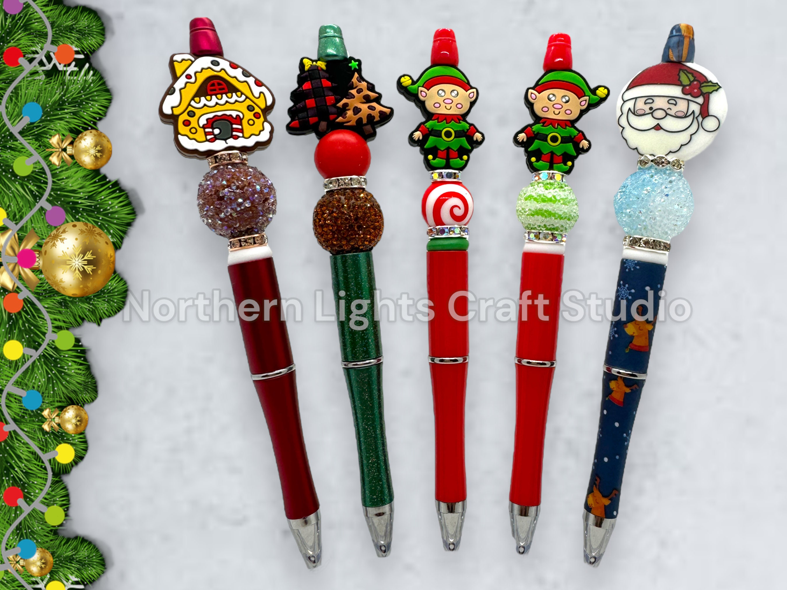  EYNDYN 12Pcs Winter Beadable Pen Multicolor Bead Pen