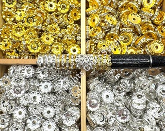 Metal Rhinestone Spacers 8, 10, or 12mm - 30 pcs.