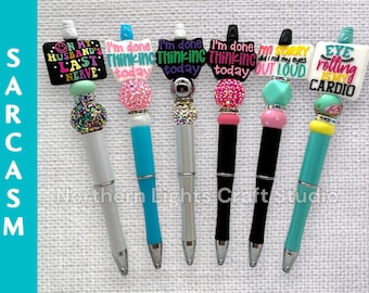 Sarcastic Beaded Pens, On My Husband's Last Nerve Pen, Roll Eyes Out Loud Pen, I'm Done Thinking Today, Eye Rolling is My Cardio Pen