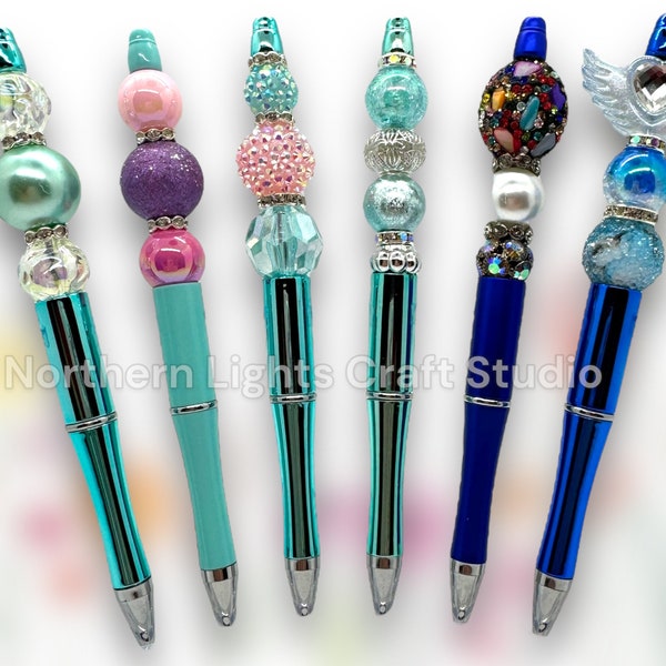 Custom Beaded Pen, Bling Pen, Gold Pen, Rhinestone Pen, Sparkly Pen, Blue Pen, Colorful Pen, Cute Pen, Stocking Stuffer Pen, Special Edition