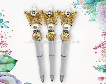 Fancy Beaded Crytal Butterfly Pen, Rhinestone Butterfly Pen, Glam Pen, Fancy Butterfly Pen, Crystal Butterfly Pen, Bling Butterfly Pen