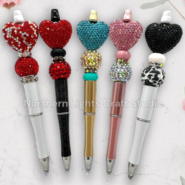 Fancy Beaded Rhinestone Heart Pen, Rhinestone Pen, Bling Pen, Fancy Heart Pen, Bling Heart Pen, Sparkly Pen, Premium Rhinestone Heart Pen