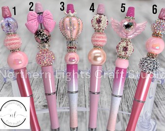 Custom Beaded Pen, Bling Pen, Rhinestone Pen, Baby Shower Guest Book,  Breast cancer awareness, favorite color is pink, wear pink in October