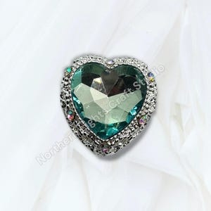 Silver Metal Alloy Heart Bead - 1pc. Silver Teal