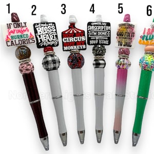 (4) Four Beadable Multi Color Ink Pens/ DIY Pen/ Bling Pen/ Click Pen