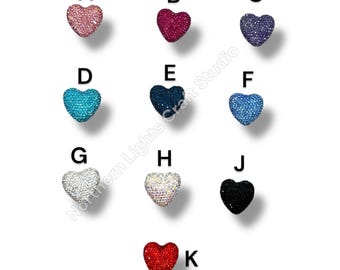 Large 30mm Rhinestone Heart Beads, Pave Heart Crystal Beads, Clay Pave Rhinestone Hearts, Crystal Hearts, Bling Hearts