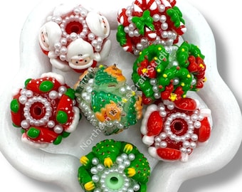 Acrylic Charm Christmas Sugar Beads 20mm - 3 pcs.