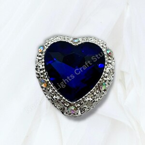 Silver Metal Alloy Heart Bead - 1pc. Silver Royal Blue