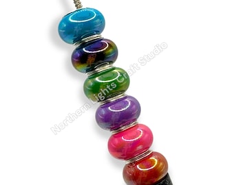 UV Shiny Spacer Wheel Beads / Large Hole Acrylic Spacer Bead Mix - 25pc.