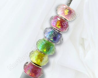 Faceted Irridescent Acrylic 14mm Large Hole Acrylic Spacer Beads - 25pc. Mix