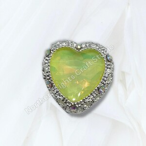Silver Metal Alloy Heart Bead - 1pc. Silver Yellow Opal