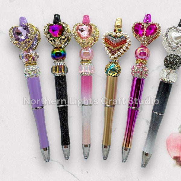 Fancy Beaded Crystal Heart Pen, Rhinestone Pen, Bling Pen, Fancy Heart Pen, Bling Heart Pen, Sparkly Pen, Glam Valentine's Pe, Glam Pen