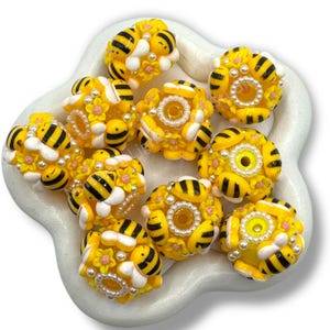 Bee Acrylic Charm Fancy Bead - 2pc.