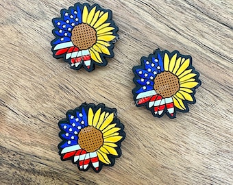 Sunflower Flag Focal, Sunflower Focal, Patriotic Focal, Summer Focal, 4th of July Focal