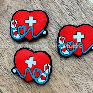 Nurse Heart with Stethoscope Silicone Focal Bead