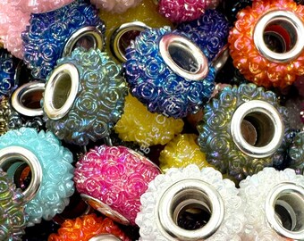 Carved Flower Wheel Beads / Large Hole Spacer Beads - 25pc.