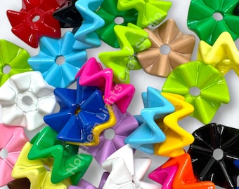 Colorful Zig Zag Acrylic Wavy 16mm Spacers  -Gold, Silver, or Mix- 50 pcs.