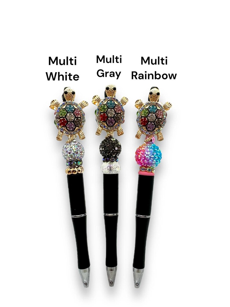 Turtle Rhinestone Pen Beaded Bling Turtle Pen, Mosaic Turtle Pen, Fancy Turtle Pen ...
